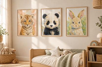 Photo de collection avec vos vrais visuels tigre, panda et lapin