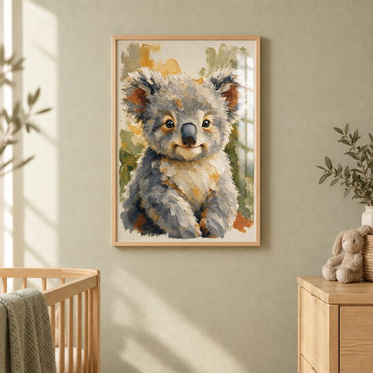 affiche encadrée plexiglas - modèle koala - illustration en aquarelle
