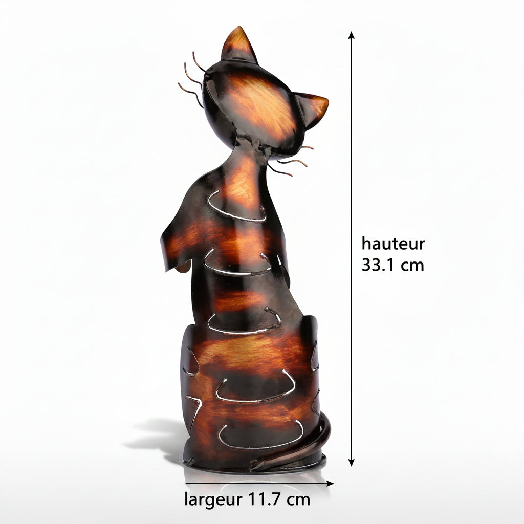 Porte-bouteille chat en métal vu de dos, idée cadeau pour amoureux des chats