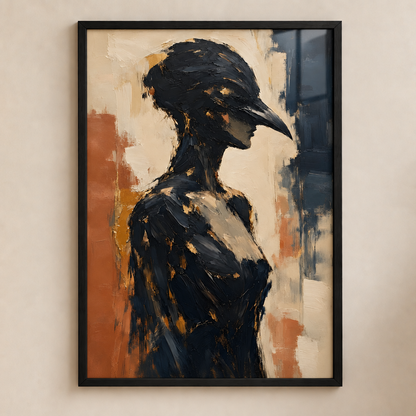 Portrait de corbeau encadré avec plexiglas