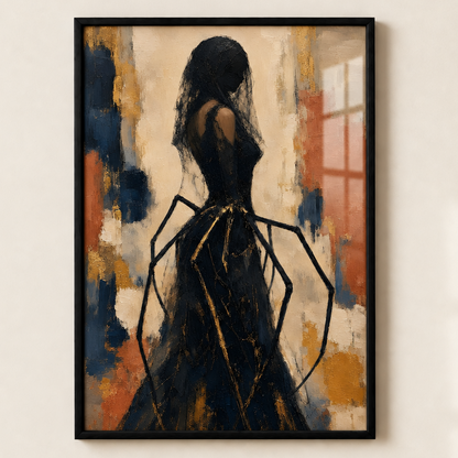 femme araignee veuve noire - portrait hybride - decoration art mural - affiche cadre plexiglas
