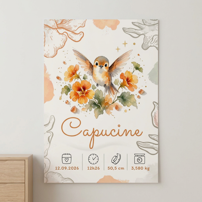 Poster Capucine au mur, nouvelle version avec conservation des couleurs originales