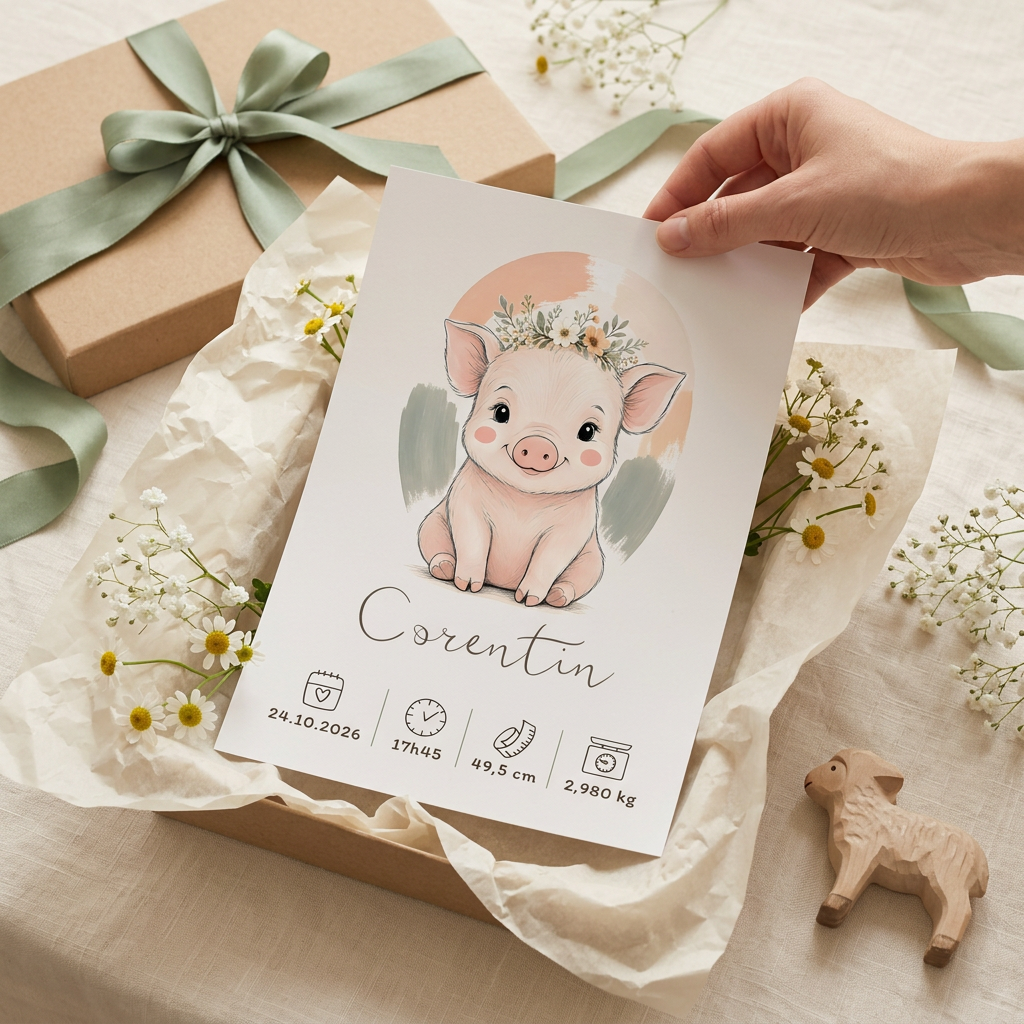 Poster Cochon Corentin découvert en cadeau