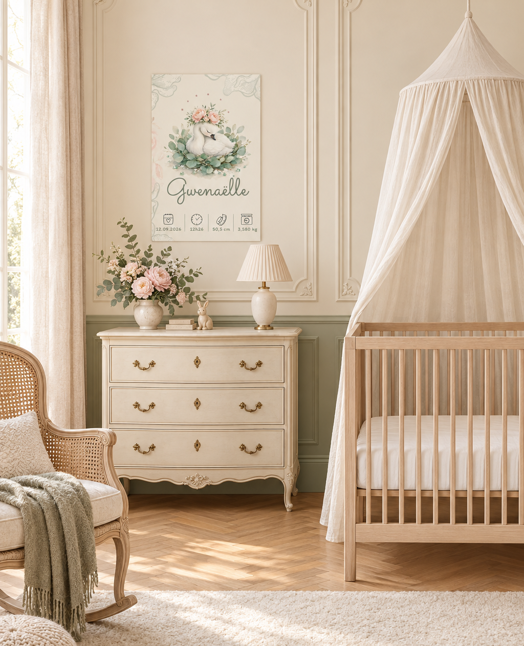 Poster Gwenaëlle A3 dans une chambre de bébé élégante
