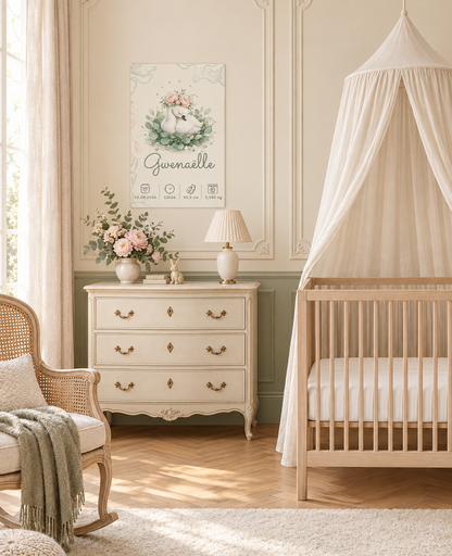 Poster Gwenaëlle A3 dans une chambre de bébé élégante