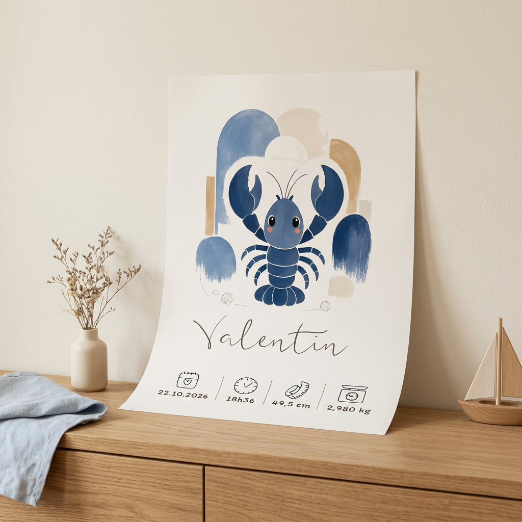 Affiche homard personnalisée sans cadre – Animal totem
