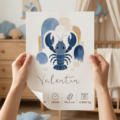 Affiche homard personnalisée sans cadre – Animal totem
