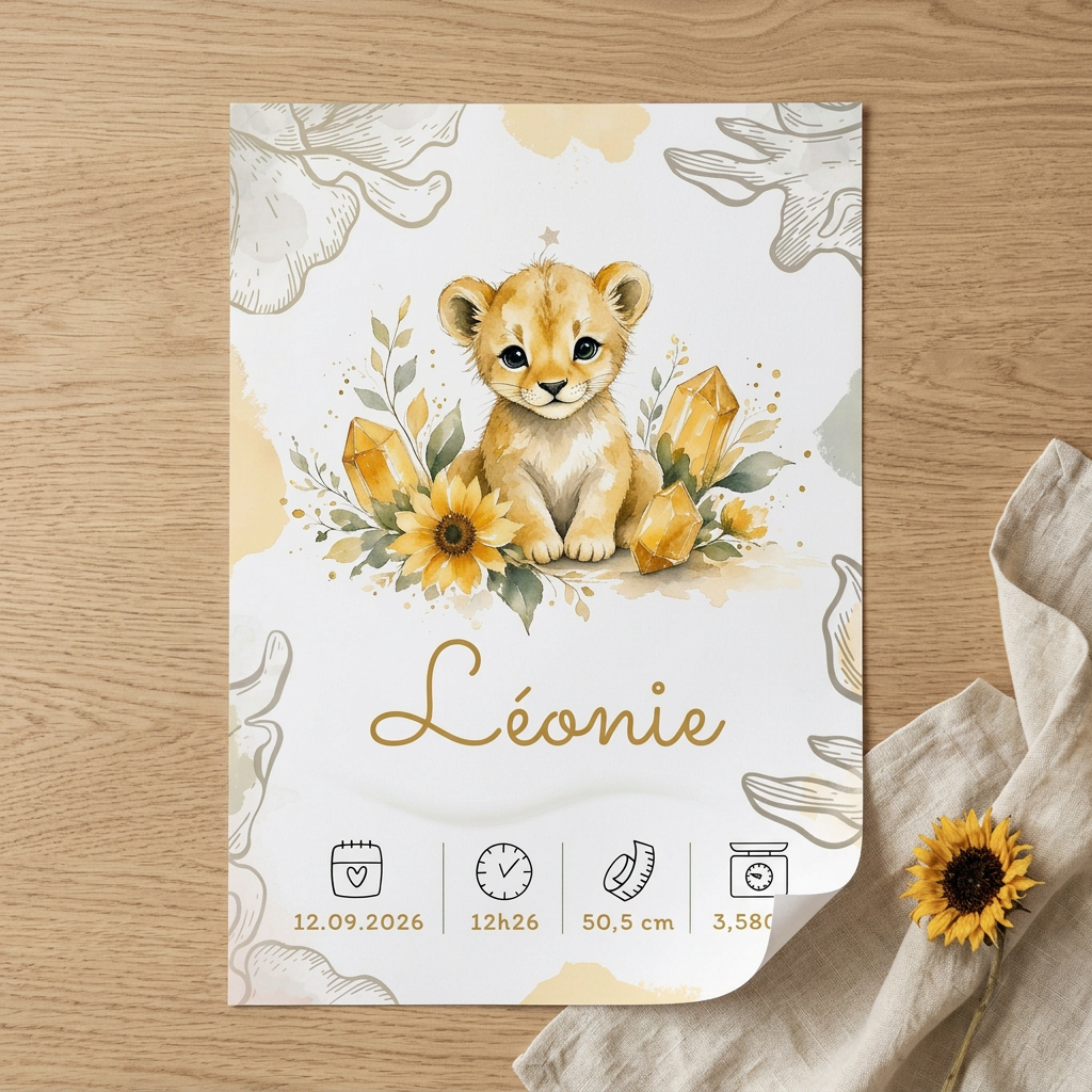 Poster Léonie posé sur une table