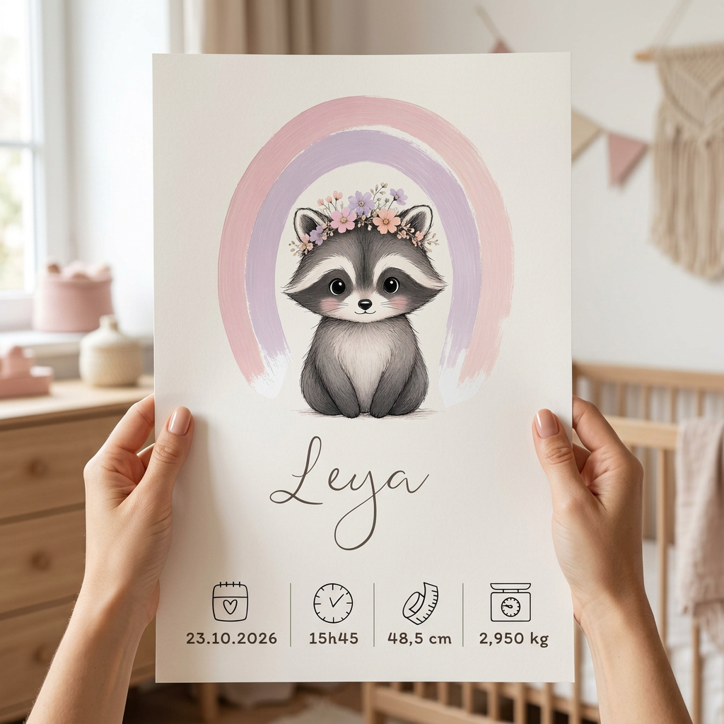 Poster Leya sans cadre tenu entre deux mains