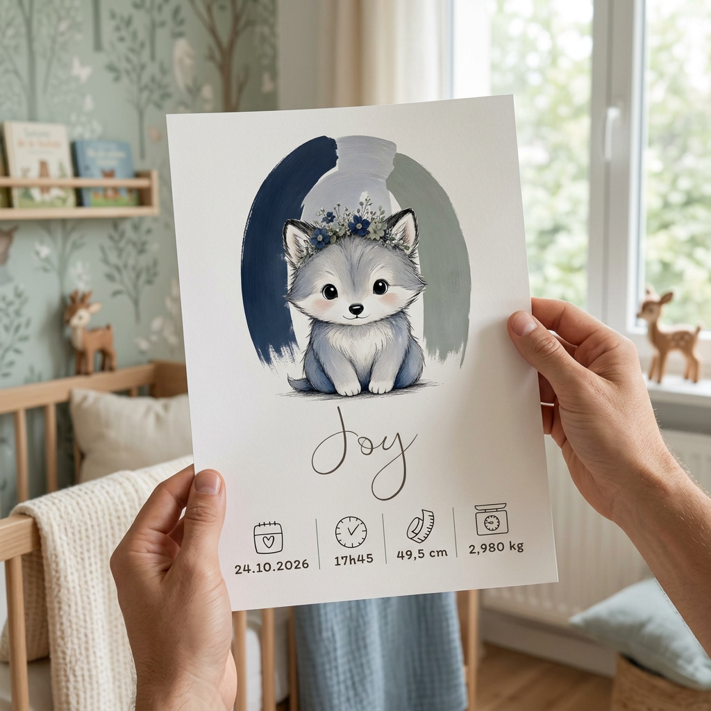 Poster Loup Joy sans cadre tenu entre deux mains