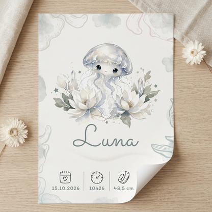 Poster Luna posé sur une table, quatre bords visibles