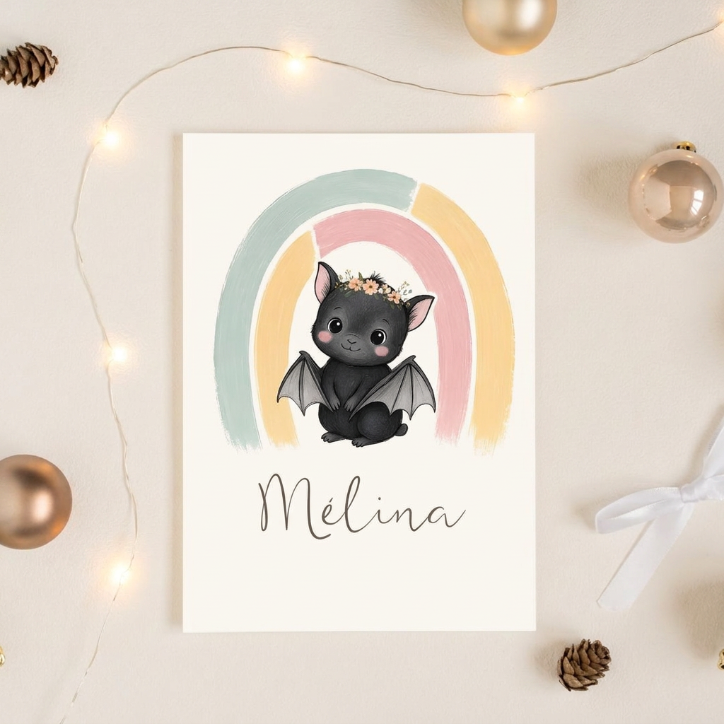 Poster Mélina prénom seul dans une présentation cadeau festive