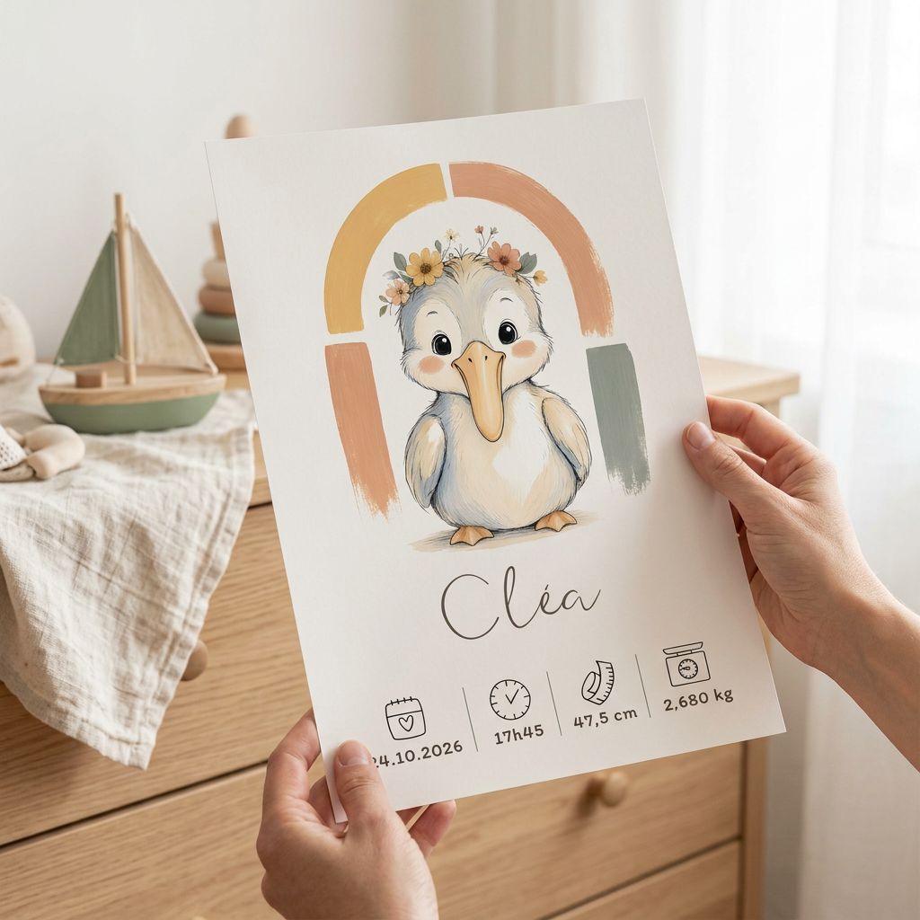 Poster Pélican Cléa sans cadre tenu en main