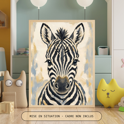 Poster bébé zèbre – affiche chambre d'enfant sans cadre
