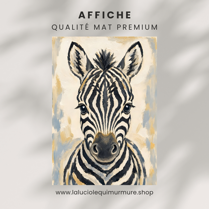 Poster bébé zèbre – affiche chambre d'enfant sans cadre