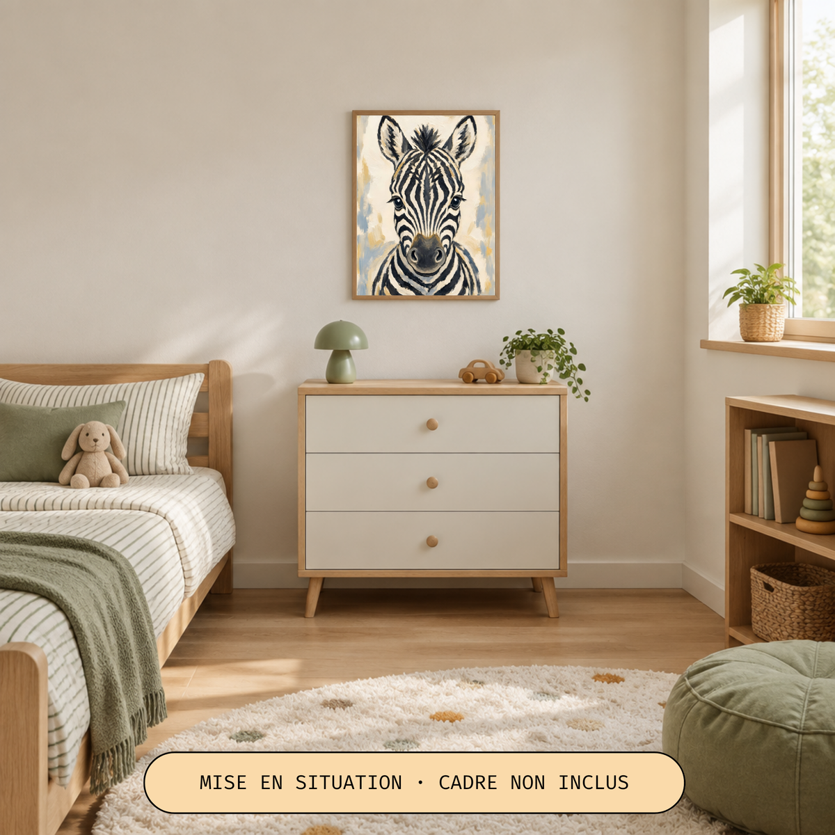 Poster bébé zèbre – affiche chambre d'enfant sans cadre