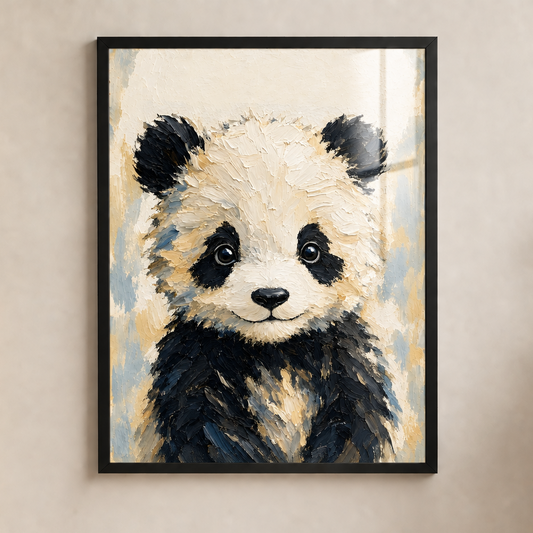 affiche encadrée avec plexiglas - illustration panda - déco murale animale