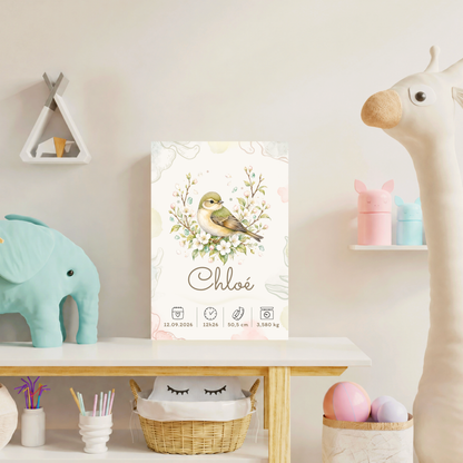 Poster de naissance Chloé personnalisé – sans cadre