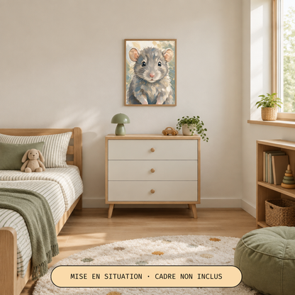Poster bébé rat – affiche chambre d’enfant sans cadre