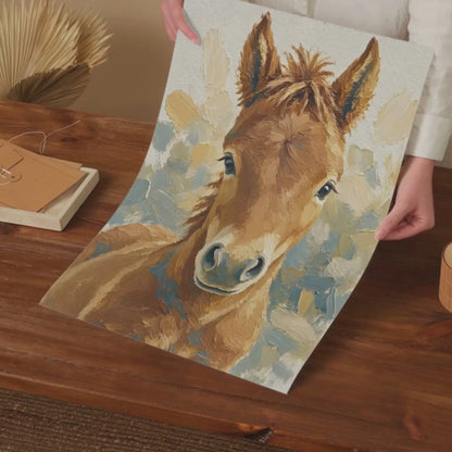 Affiche cheval aquarelle sans cadre – chambre d’enfant