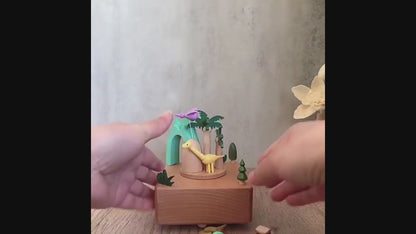 Boîte à musique en bois personnalisée - Au royaume des dinosaures