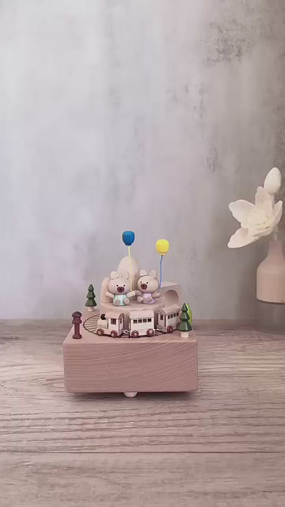 Boîte à musique en bois personnalisée - Le train du bonheur