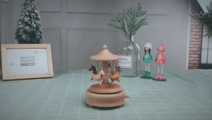Boîte à musique en bois personnalisée - Carrousel d'enfance