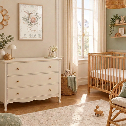 Rose au-dessus de la commode