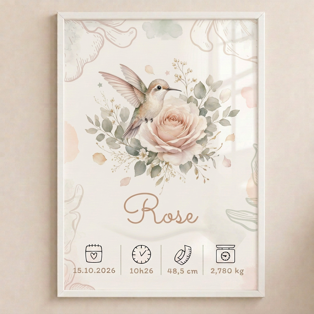 Rose dans le cadre blanc