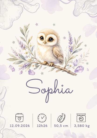 Affiche de naissance Sophia personnalisée