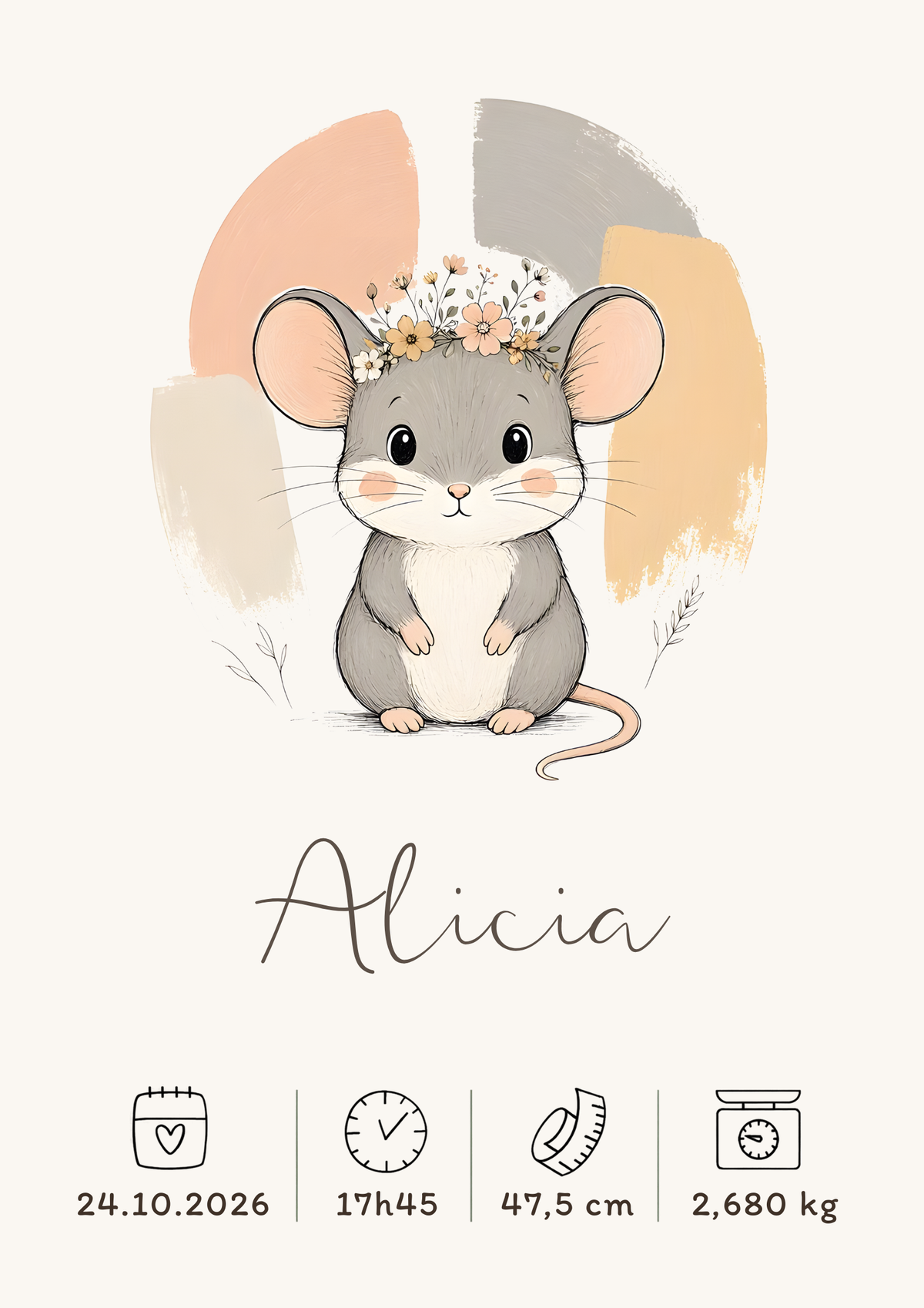 Affiche souris personnalisée sans cadre – Animal totem