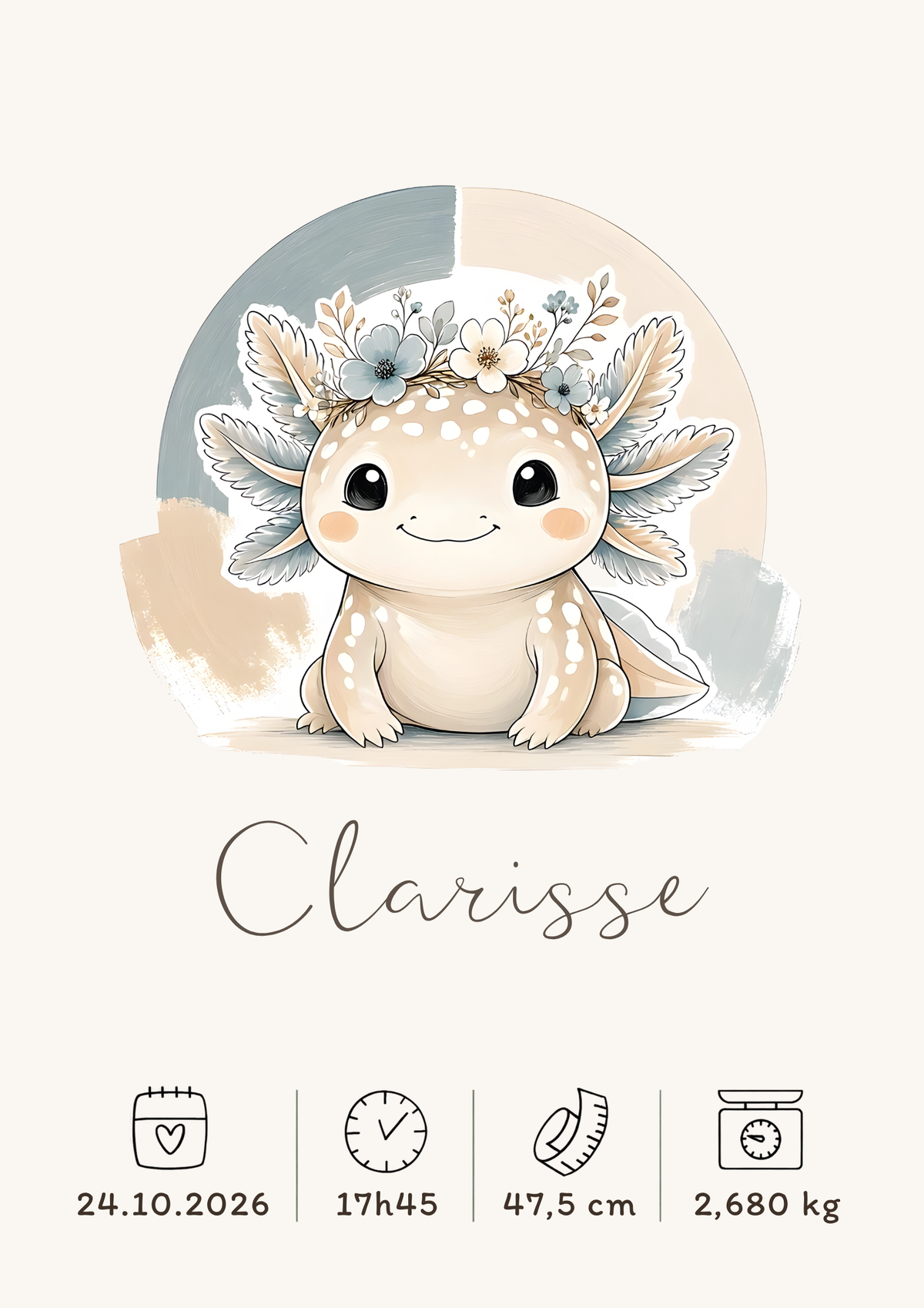 Affiche axolotl personnalisée – Animal totem