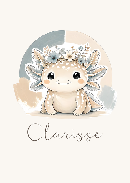 Affiche axolotl personnalisée – Animal totem