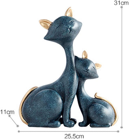 Duo de Chats en Résine – Liens sacrés - Sculpture Minimaliste et Poétique