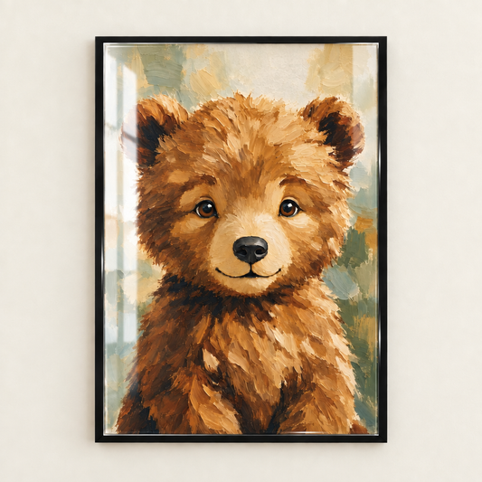 Tableau de l’ours vu de face avec plexiglas visible