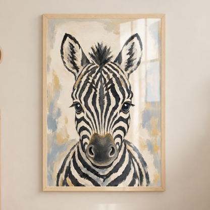 Tableau zèbre sous plexiglas et cadre bois accroché au mur