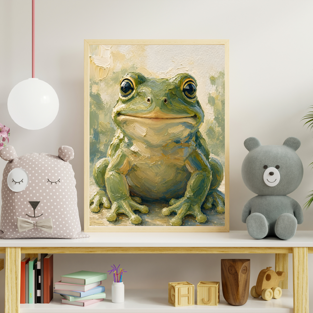 Affiche bébé grenouille encadrée – prête à accrocher