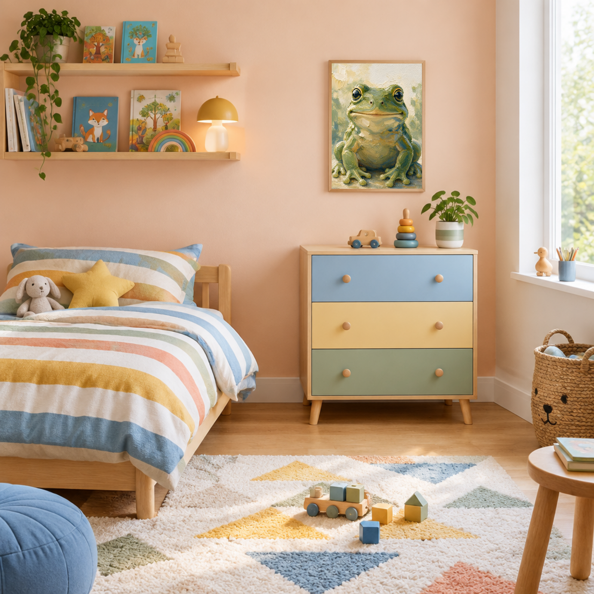 Affiche bébé grenouille encadrée – prête à accrocher