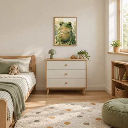 Affiche bébé grenouille encadrée – prête à accrocher