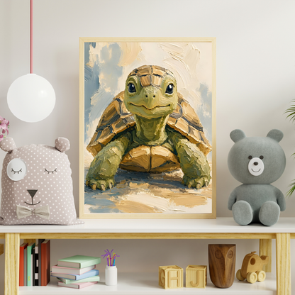 Affiche bébé tortue de terre encadrée – prête à accrocher