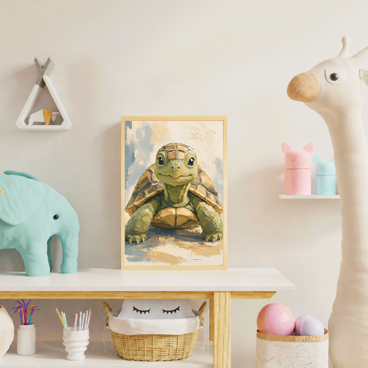 Affiche bébé tortue de terre encadrée – prête à accrocher