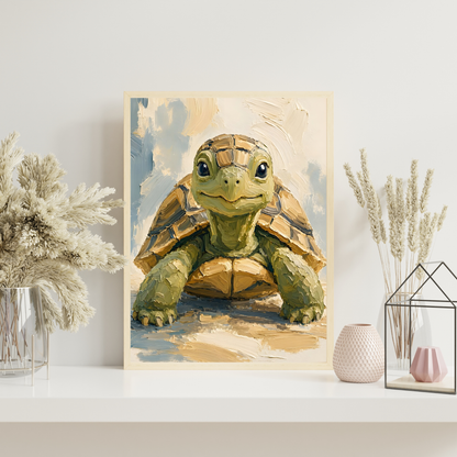 Affiche bébé tortue de terre encadrée – prête à accrocher
