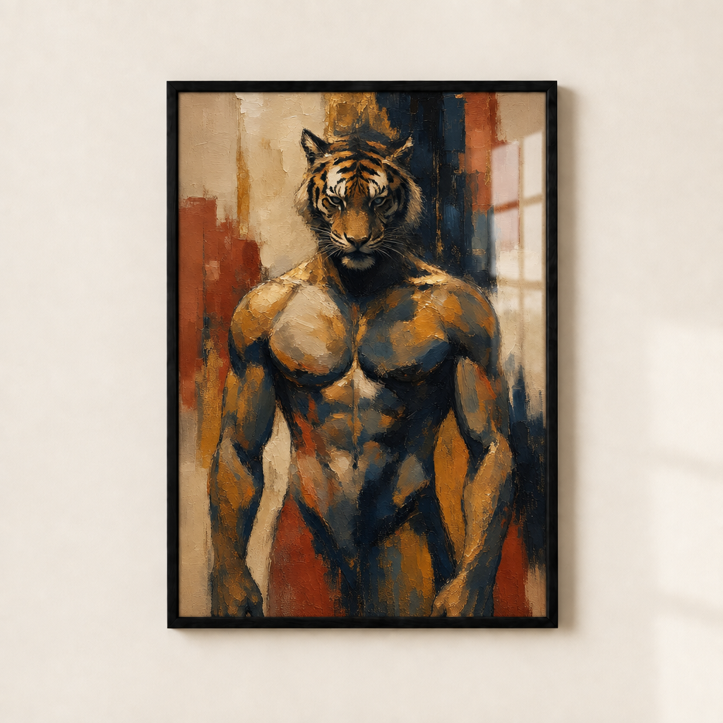 Tigre encadré sous plexiglas