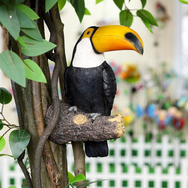 toucan resine decoration murale pour accrocher a un arbre