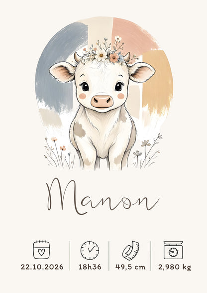 Affiche vache personnalisée – Animal totem