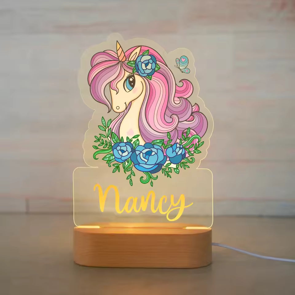 Veilleuse personnalisable - La Licorne "Amour de Pétale"