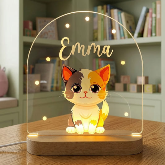 Veilleuse acrylique à personnaliser - Le chat
