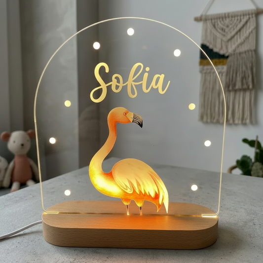 Veilleuse acrylique à personnaliser - Le flamant rose