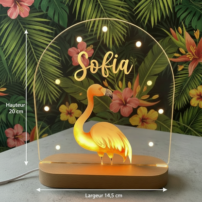 Veilleuse acrylique à personnaliser - Le flamant rose