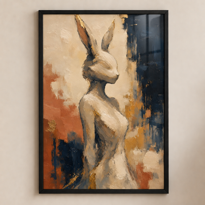 Visuel du lapin dans le cadre avec plexiglas